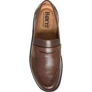 Born Mens Size 11 Simon II Tan Full Grain Leather Penny Loafers Drivers Shoes
